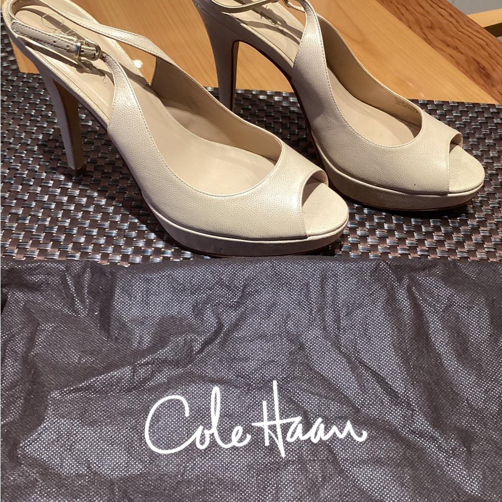 Cole Haan nude platform Heels